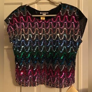 Vintage 1980s Lady Caribou sequin rainbow top